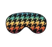 Houndstooth Rainbow Black Sleep Mask for Women Men Soft Eye Masks Adjustable Blindfold Sleeping Shade Cover 8 X 4 Inch