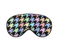 Houndstooth Rainbow Black Sleep Mask for Women Men Soft Eye Masks Adjustable Blindfold Sleeping Shade Cover 8 X 4 Inch