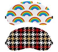 Houndstooth Red Black White Yellow 2-Pack Light-Blocking Soft Breathable Sleep Mask Eye Masks Sleeping Mask