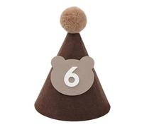 HOUNIIXIE Adorable Bear Themed Birthday Hat for Toddlers, Soft and Comfortable Baby Shower Headwear with Chin Belt & 1-9, Bear Number 6, 2-3 Years