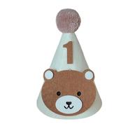 HOUNIIXIE Adorable Bear Themed Birthday Hat for Toddlers, Soft and Comfortable Baby Shower Headwear with Chin Belt & 1-9, Number Hat 1, 2-3 Years