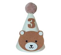 HOUNIIXIE Adorable Bear Themed Birthday Hat for Toddlers, Soft and Comfortable Baby Shower Headwear with Chin Belt & 1-9, Number Hat 3, 2-3 Years