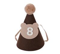 HOUNIIXIE Adorable Birthday Bear Theme Hat for Toddlers, Soft and Comfortable Baby Shower Headwear with Chin Belt & 1-9, Bear Number 8