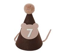 HOUNIIXIE Cute Bear Birthday Hat for Kids, Soft and Comfortable Baby Shower Hat with Chin Strap and 1-9, Bear Number 7, 2-3 Years