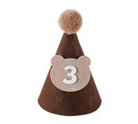 HOUNIIXIE Cute Bear Birthday Hat for Kids, Soft and Comfortable Baby Shower Hat with Chin Strap and 1-9, Bear Number 3, 2-3 Years