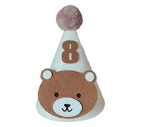 HOUNIIXIE Cute Bear Birthday Hat for Kids, Soft and Comfortable Baby Shower Hat with Chin Strap and 1-9, Hat Number 8, 2-3 Years