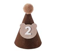 HOUNIIXIE Cute Bear Birthday Hat for Kids, Soft and Comfortable Baby Shower Hat with Chin Strap and 1-9, Bear Number 2, 2-3 Years