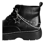 HOUNIIXIE Double Layer Shoe Chain Canvas Shoes Chains Punk Star/Heart Pearls Shoe Buckles Jewelry Trendy Accessories, Star Silver Pearl 1, Large