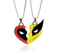 Houpotao Friendship Necklace (2Pcs) Ideal for Best Friends to Celebrate Friendship and superhero in Style, Chain_50, Stainless Steel, No Gemstone