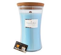 Hourglass Crackle Wick Candles | Scented Crackling Wooden Wick Jar Candle | Includes ShopZee Candle Safety Guide (Ocean Spray, Large)