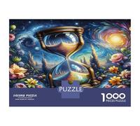 Hourglass Galaxy Flowers 1000pc Premium Jigsaw Puzzle Timeless Cosmic Beauty Puzzle for Adults Extra-Thick Cardboard Stress Relief Travel Adults Kids Age 12 Years Up 38x26cm/1000pcs