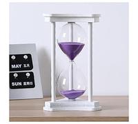 Hourglass, Hourglass Timer,15/30/60 Minutes Wooden Frame Sand Clock,Decorative Sandglass(White Frame Purple Sand,30 minutes)