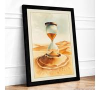 Hourglass in the Desert Rustic Framed Wall Art Print A1 (84.1×59.4cm) Black, Wall Decor for Living Room, Bedroom, Office & Home, Ready to Hang, Art Gift