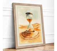 Hourglass in the Desert Rustic Framed Wall Art Print A1 (84.1×59.4cm) Oak, Wall Decor for Living Room, Bedroom, Office & Home, Ready to Hang, Art Gift