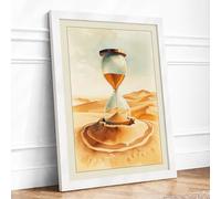 Hourglass in the Desert Rustic Framed Wall Art Print A2 (59.4×42cm) White, Wall Decor for Living Room, Bedroom, Office & Home, Ready to Hang, Art Gift