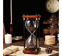 Hourglass Sand Timer 30/60 Minute, Sand Clock Timers Wooden, Sand Watch 30/60 Min Large Glass Sandglass for Office, Home Kitchen Desk Decor Time Management Tool Black,30 Minutes