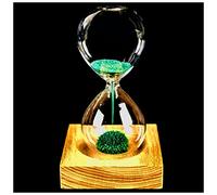 Hourglass Sand Timer Wood Glass + Iron Powder Sand Flowering Magnetic Hourglass with Packaging Hourglasses 13.5 * 5.5cm Wooden Seat Gift Presents Hourglass Timer (Size : Green)