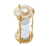 Hourglass Timer 15 Minutes Wedding Birthday Creative Table Clock Metal Retro Sand Home Decoration Accessories for Home(Gold White)