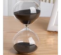 Hourglass Timer, 45/60 Minutes Timer Portable Sand Large,Colorful Glass Sandglass Hourglass Clear Smooth Measures(Black,60 minutes(14.5 * 7.5cm))
