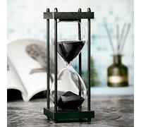 Hourglass Timer 60 Minute, Black Wooden Frame Decorative Sand Timer (Black Sand, Large Size)