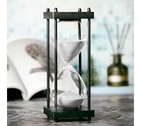 Hourglass Timer 60 Minute, Black Wooden Frame Decorative Sand Timer (White Sand, Large Size)