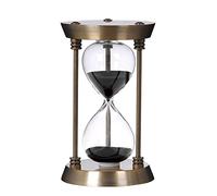 Hourglass Timer 60 Minute, Bronze Metal Frame Decorative Sand Timer (Black Sand, 6.3x4x4 inch)