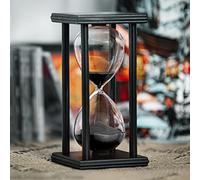 Hourglass Timer 60 Minutes, Black Wooden Frame Decorative Sand Timer (Black Sand, 8x4x4 inch)