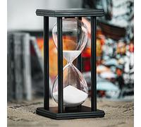 Hourglass Timer 60 Minutes, Black Wooden Frame Decorative Sand Timer (White Sand, 8x4x4 inch)