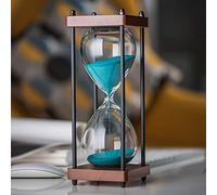 Hourglass Timer,Sand Clock,15 30 Minutes Wooden Large,black Sandglass Decoration,dining Room Living Closet Office Desk Bedroom Creative Gift(Cyan,15 minutes)
