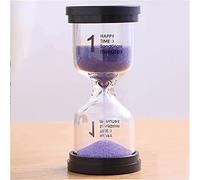 Hourglass Timer, Sand Timer Plastic Sandglass Colorful Hourglass Clock 1/3/5/10/15/30/45 Minutes(Black Cover Purple Sand,15 minutes)