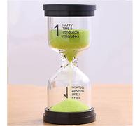Hourglass Timer, Sand Timer Plastic Sandglass Colorful Hourglass Clock 1/3/5/10/15/30/45 Minutes(Black Cover Green Sand,10 minutes)