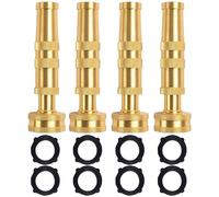 Hourleey Adjustable Twist Hose Nozzle, 4" Heavy-Duty Brass Hose Nozzle with 10 Garden Hose Rubber Washers (4 Pack)
