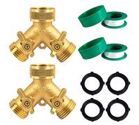 Hourleey Brass Garden Hose Splitter, 2 Pack