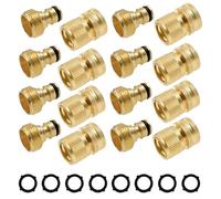 Hourleey Garden Hose Quick Connector, Solid Brass 3/4 Inch GHT Thread Quick Connector, Male and Female No-Leak Water Hose Fittings (8 Set)