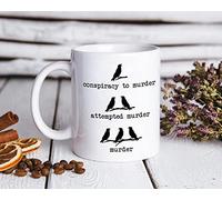 HOURRUIYU Conspiracy To Murder, Attempted Murder, Murder Mug, Crow Murder Mug, Funny Crows Mug, Ceramic Mugs, Mugs With Handle, Can Be Warmed, 11 Ounce