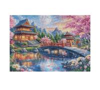 Hours of Fun And Focus with Japanese Pagoda Cherry Blossom Rural Countryside Beautiful 300 Piece Adult Puzzle Stimulating Relaxing And Creative 300 PCS（40x28cm）