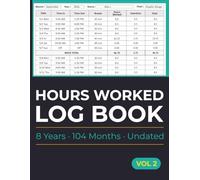 Hours Worked Log Book: Undated Monthly Time Sheet Journal | Track Daily Hours, Overtime & Breaks 7 Days a Week | 104 Months | Volume 2