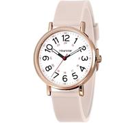 Hourstar Women's Analog Nurse Watch with Second Hand for Nursing, 12/24 Time, Silicone Band, Easy Read(Pink)