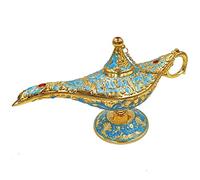 Hourwof Aladdin Genie Lamp Vintage Legend Aladdin Magic Lamp Wishing Light Arabian Costume Props Party Wedding Table Decoration Birthday Gift,Large Lake Blue