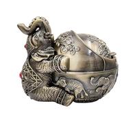 Hourwof Decorative Windproof Ashtray with Lid for Cigarettes,Metal Vintage Elephant Ashtrays for Outdoor Indoor Patio Balcony Home Decor,Bronze