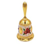 Hourwof Hand Bell,Metal Dinner Bell Decorative Wedding Bells Service Bell Call Bell Christmas Bell (Golden Red Rose)