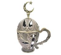 Hourwof Vintage Metal Cone Incense Holder,Frankincense Resin Incense Burner with Lid,Bakhoor Burners,Incense Ash Catcher with Handle for Yoga Aromatherapy Meditation Home Office Decor,Moon Bronze