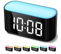 HOUSBAY Digital Alarm Clock for Bedrooms - Large Display Easy to Read Across The Room, 7 Larger Color Night Light, Dimmer, True Battery Backup, Adjustable Volume, Countdown Timer