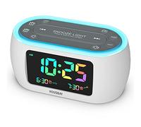 HOUSBAY Glow Small Colorful Alarm Clock Radio with Rainbow Digit, 7 Color Night Light with ON/Off Options, Dual Alarm, Dimmer, FM Radio with SleepTimer for Bedrooms