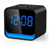 HOUSBAY Wooden Radio Alarm Clock - Dimmable Display for at-a-Glance Clock, Sleep-Friendly Light, Natural Alarm & Premium FM Radio for a Gentle Wake-Up