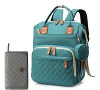 houscly Diaper Bag Backpack with Changing Station, Pale Green, L, Travel Backpacks