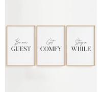 House 52 Be Our Guest Set of 3 A4 Prints - UNFRAMED Black and White Quote Wall Art, Home Decor Posters for Bedroom, Living Room or Guest Room