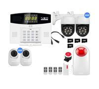 House Alarms Security System 4G GSM WIFI Smart Alarm System Wireless Einbrecher W214 Home Security Control LCD Display IP Kamera(Kit 4)
