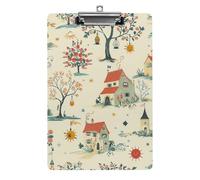 House and Trees Clipboard, A4 Acrylic Clipboards with Hanging Hook, Ultra Lightweight & Shatterproof Writing Board for Office, Nurses, 8.5" X 12.5"