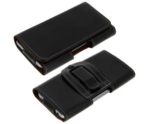 House Belt Smartphone Universal Size XL Passing Belt + Clip Black Leather